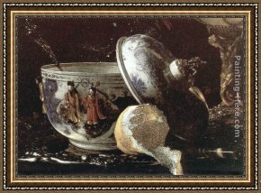 The Stirrup Cup Framed Paintings - Still-Life with a Nautilus Cup [detail #1] by Willem Kalf